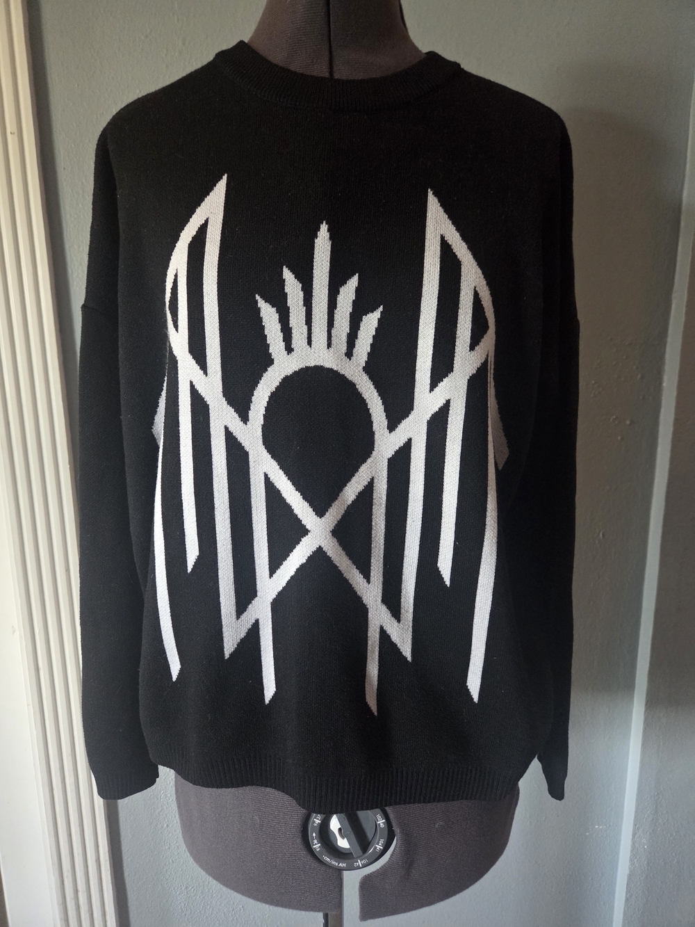 Sleep Token Black Crewneck Sweater with White Graphic Motif